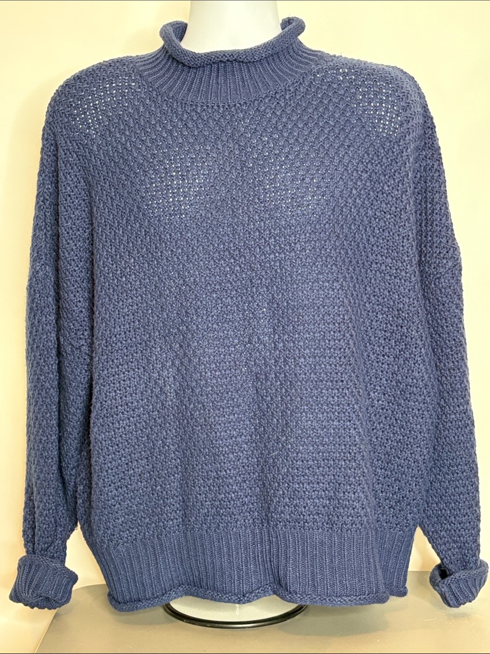 Zesica Crewneck Oversized Knit Sweater in Light blue XL